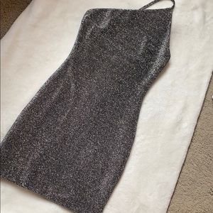 One shoulder sparkle mini dress